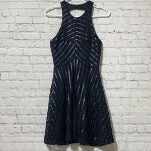 ANGL mini dress in black halter collar